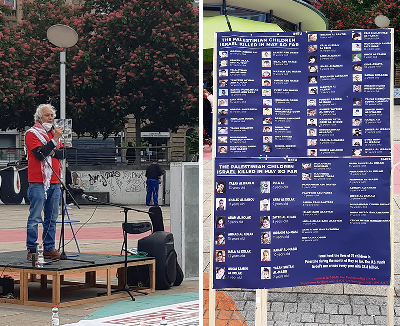 Kundgebung Stuttgart, 29. Mai 2021, Attia Rajab hält Einführungsrede